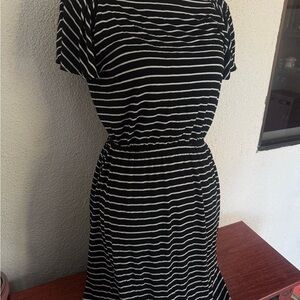LOFT Ann Taylor black and white striped jersey dress <3